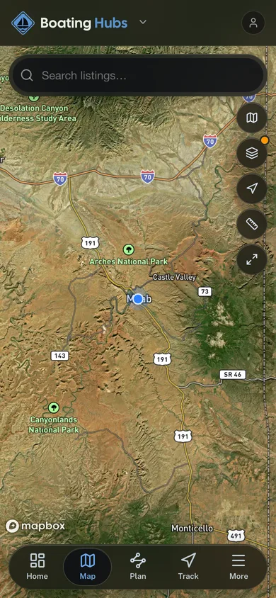 The GoHubs app showing a detailed map